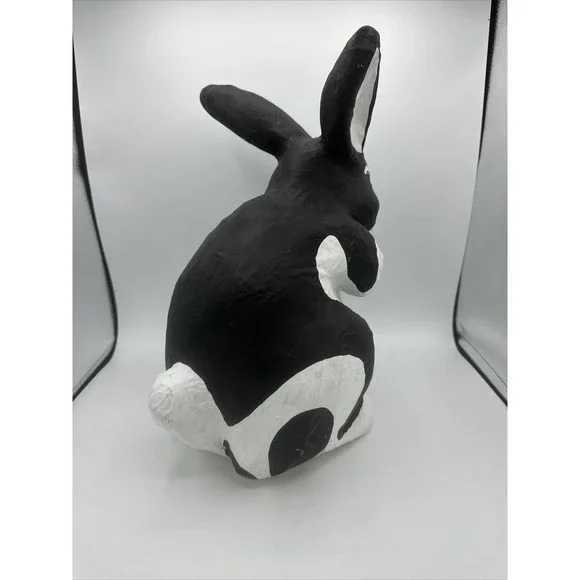 Dept 56 Bunny Rabbit Papier Paper Mache Large Black White Easter RARE - Picture 6 of 16